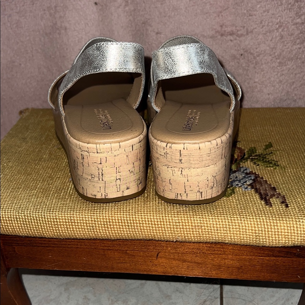Life Stride Women's Taupe Wedge Sandals - Picture 4 of 7